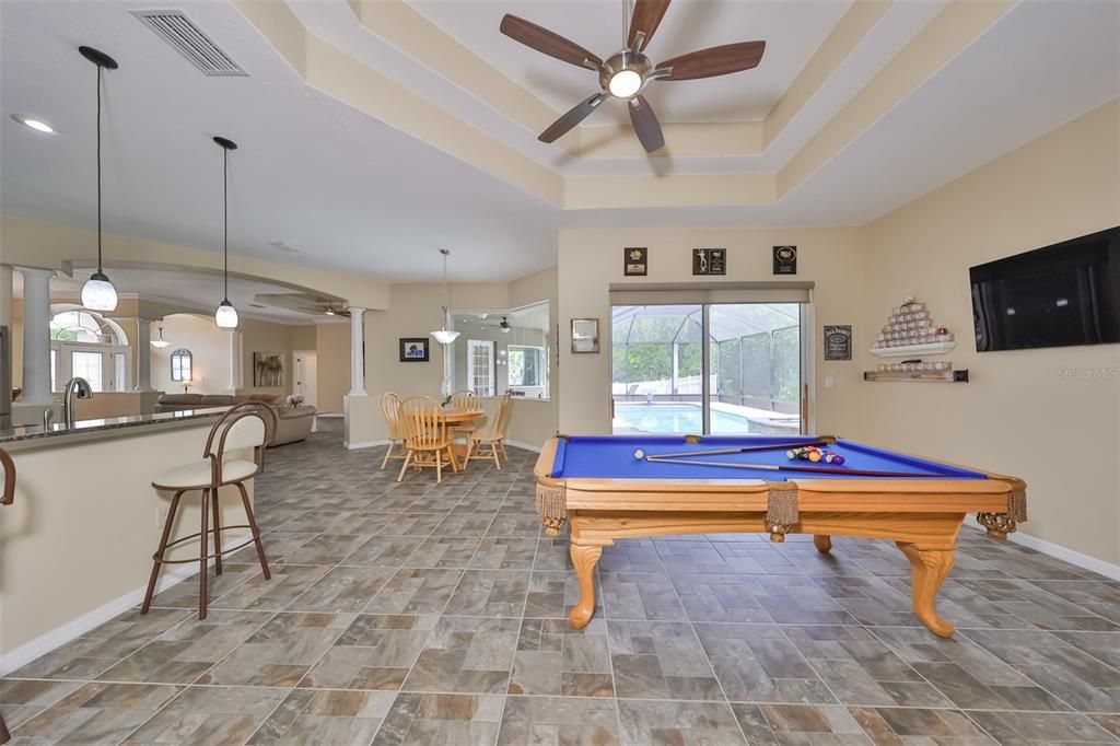 family room view to outdoor lanai area