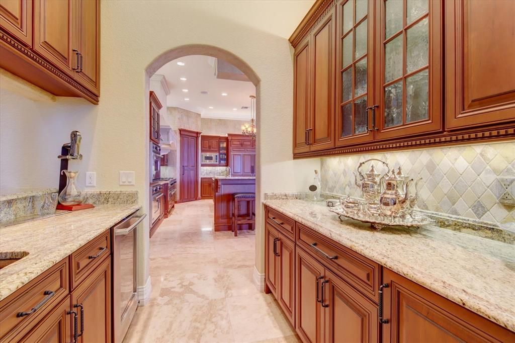 Butler’s Pantry/Wet Bar - Built in 42” cherry cabinets