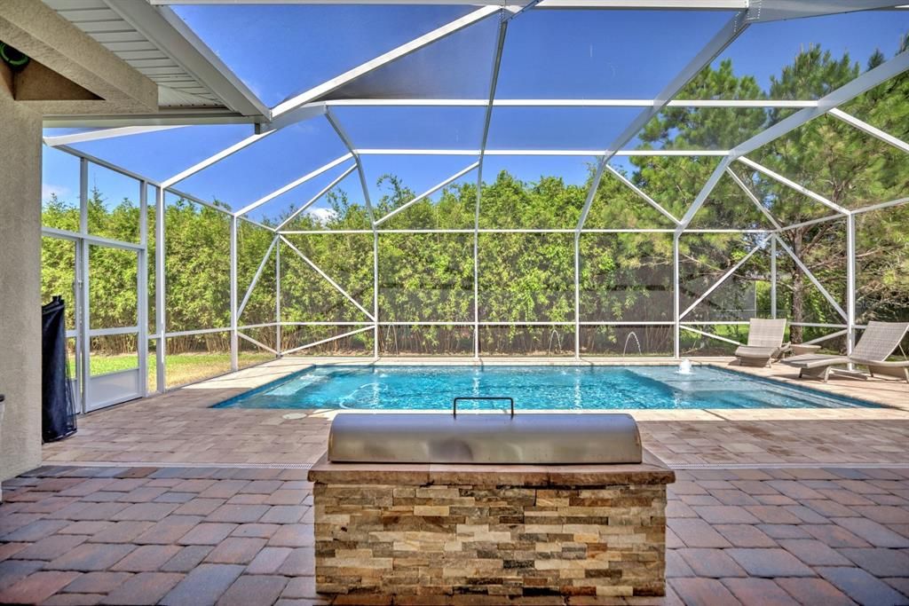 Heated Pool with Gas Fire Pit Area