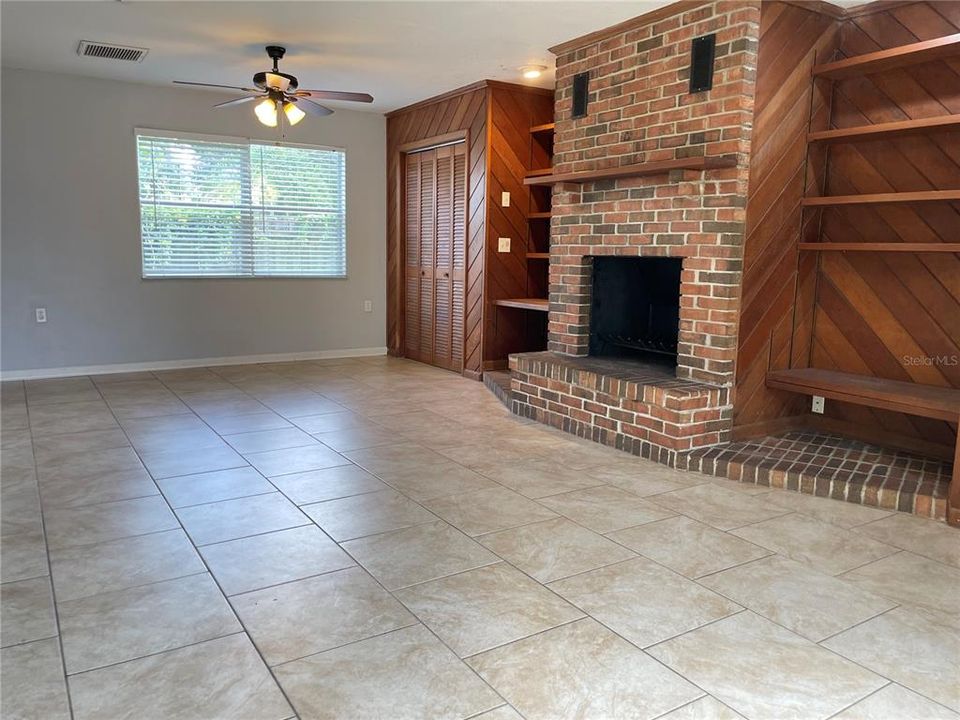 Family room. Fireplace.