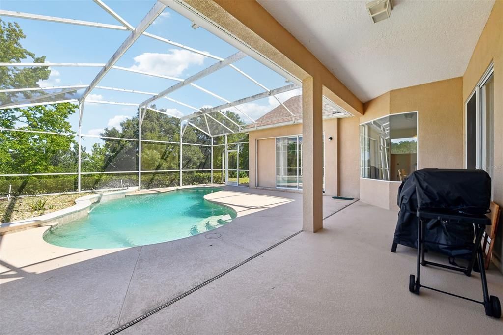 Large Covered Lanai and Screened in Pool Area