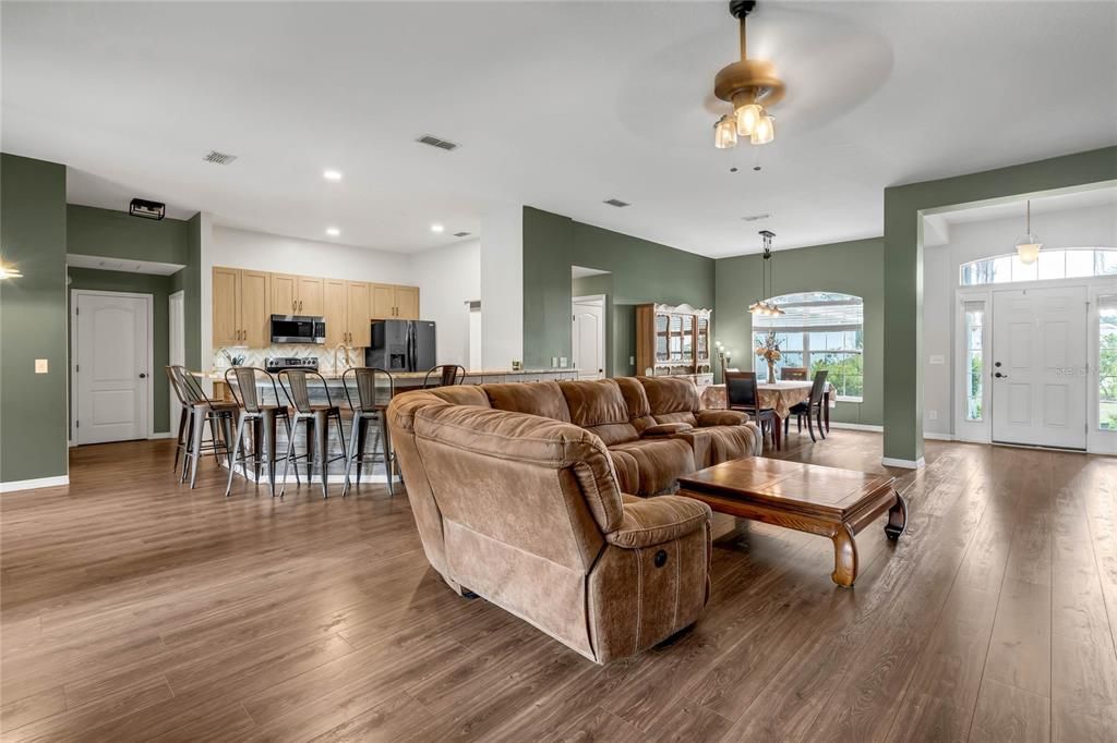 Kitchen opens seamlessly into family room