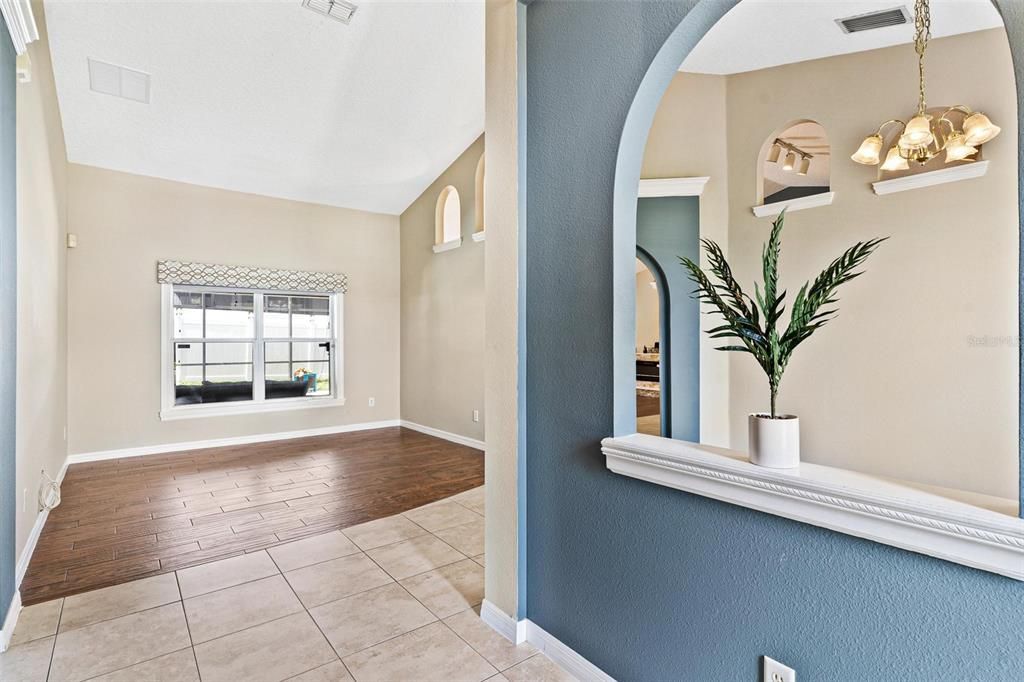 Foyer leading to Family Room and Dining Area