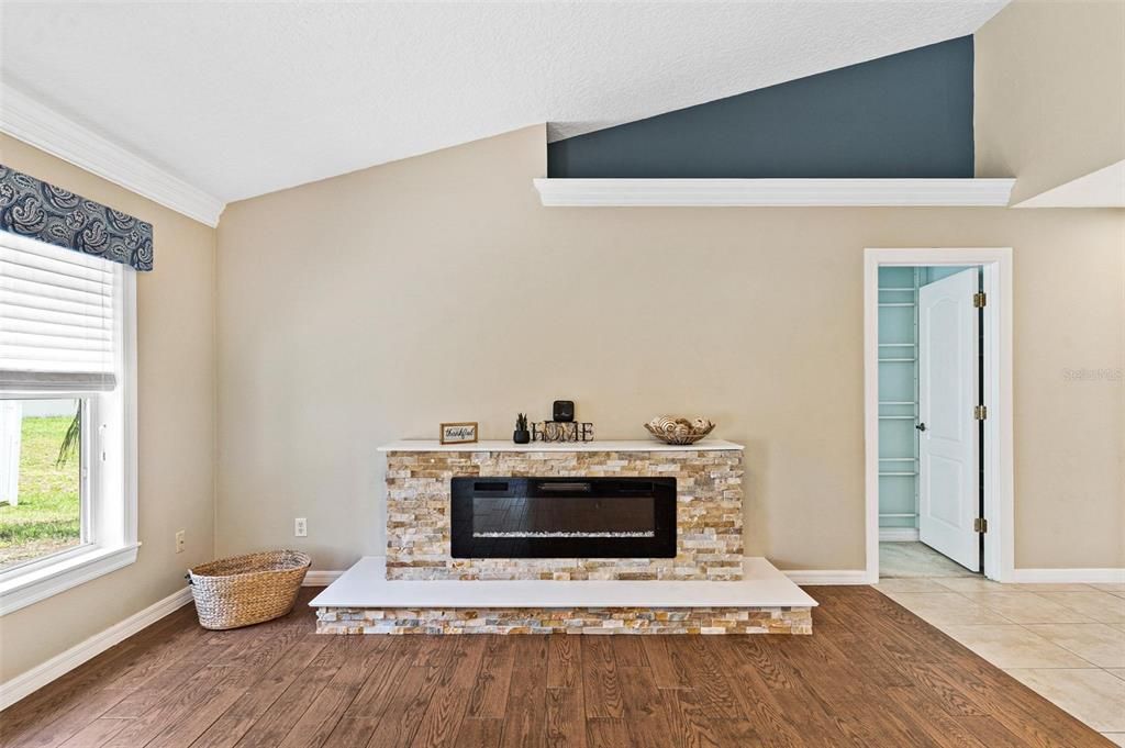 Living Area with Electric Fireplace