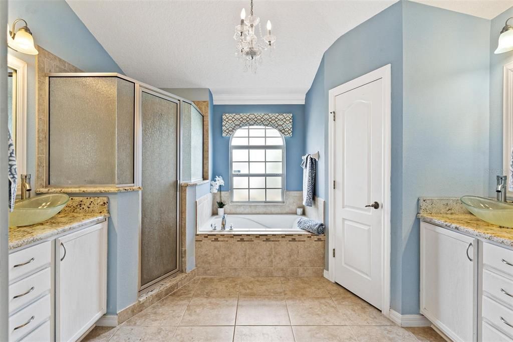 Primary Bathroom with Dual Vanities