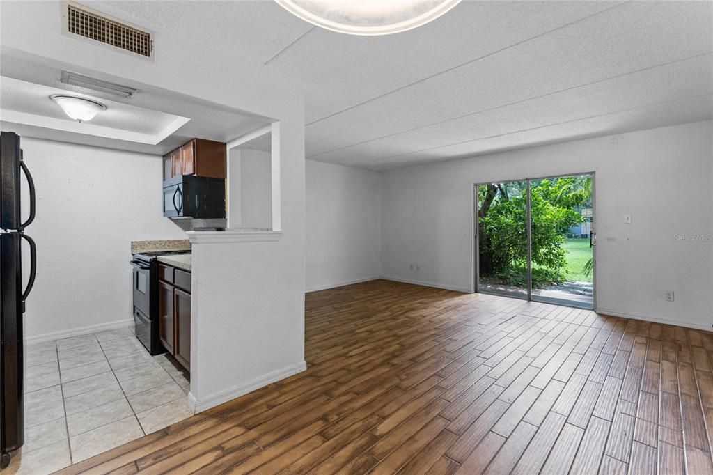 Living room and dining room