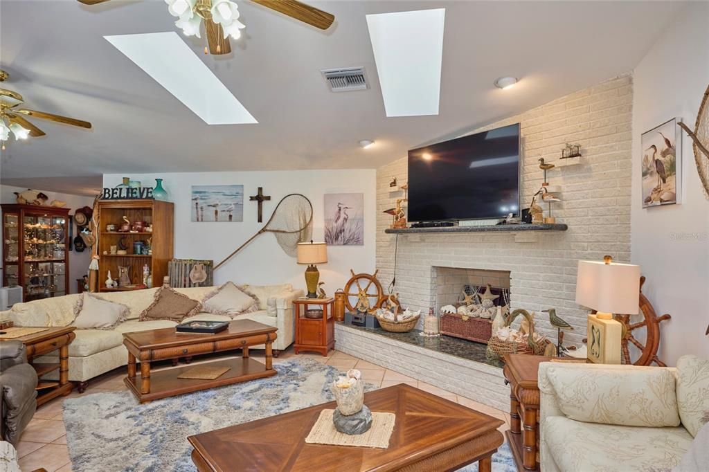 The living area is very spacious and the fireplace provides a beautiful focal point!