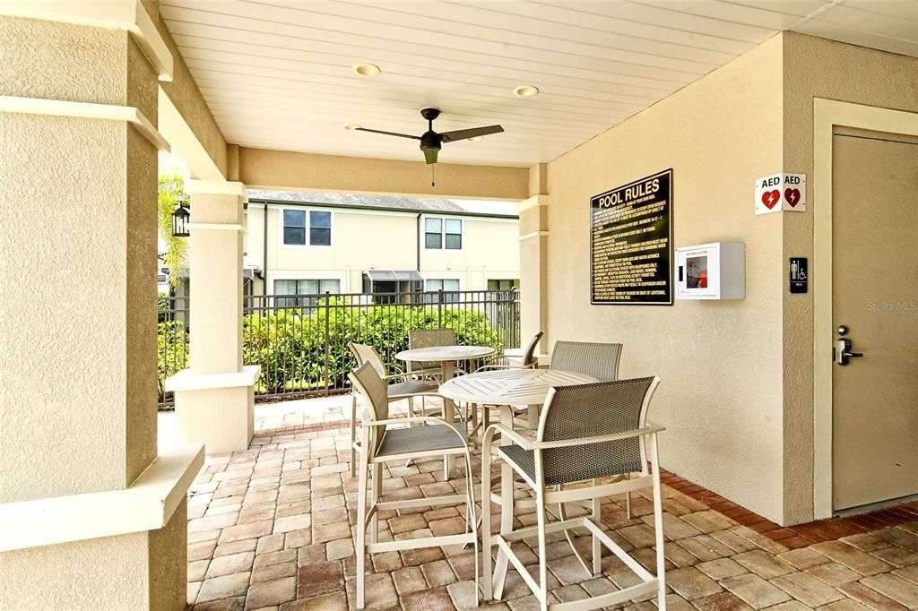 Covered sitting area in the pool area