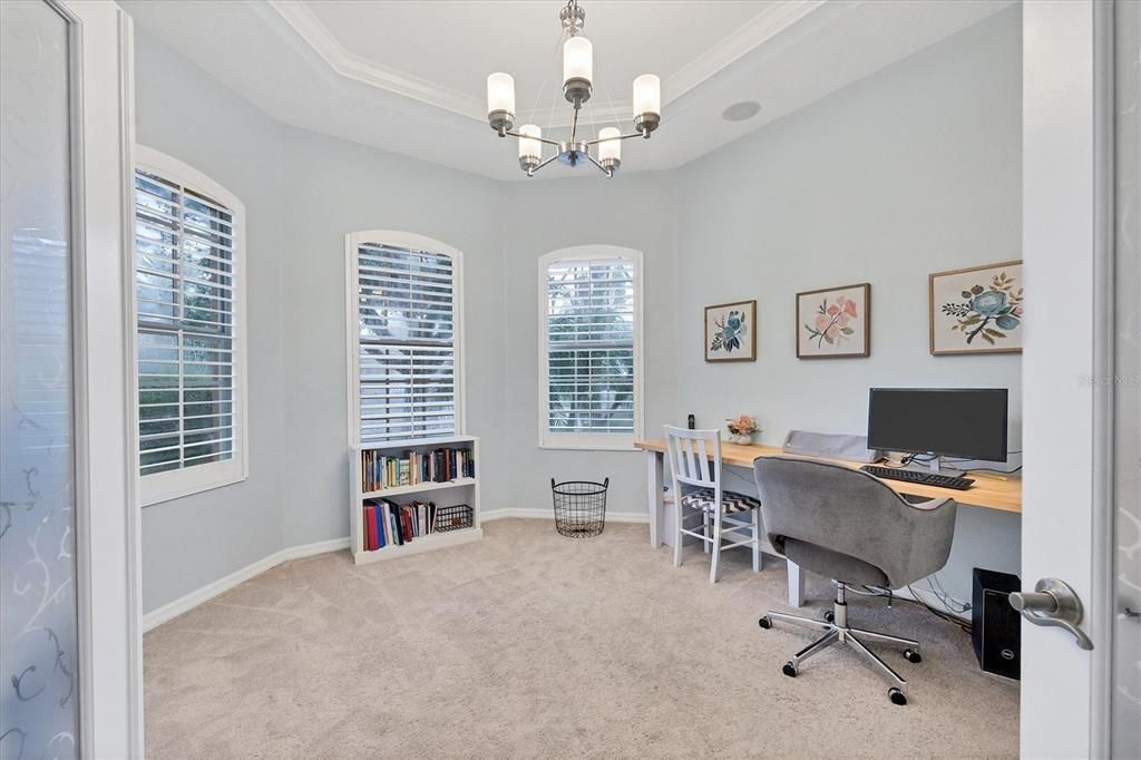 Den/Office off Living Room with double glass doors