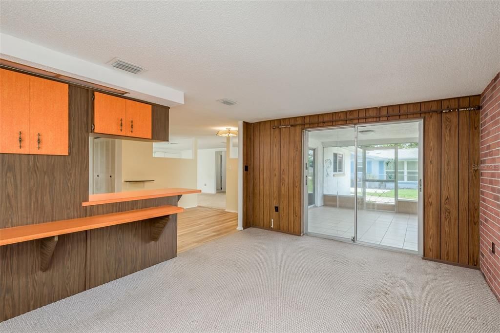 Family Room with Sliders to the Porch