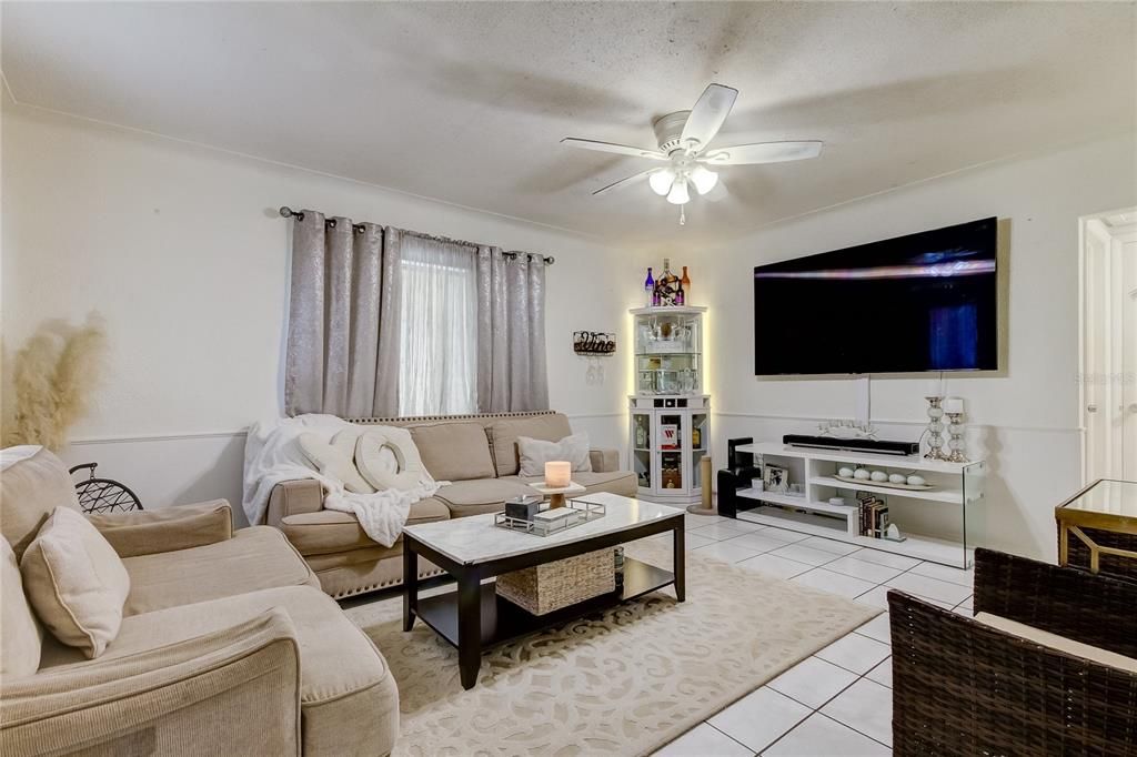 Large living area. Ceramic tile throughout the house