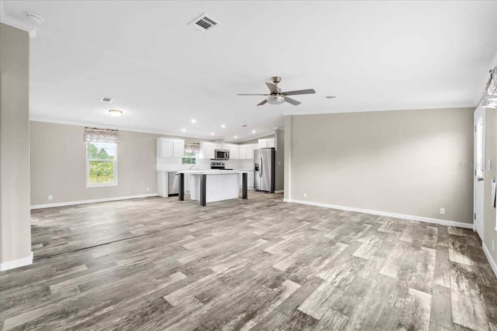 Living Room w/ view of Kitchen & Dinette