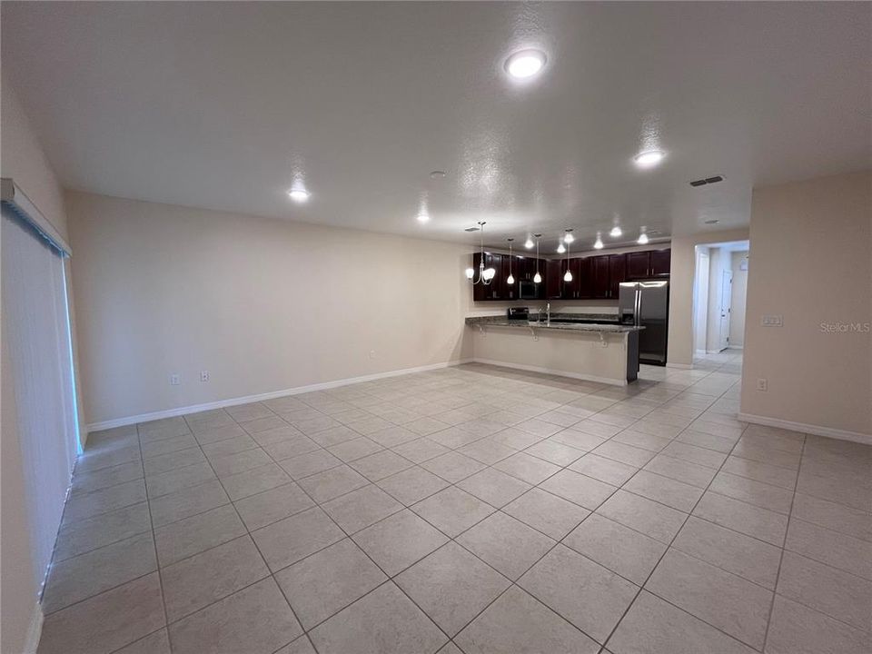 Kitchen, living and dining area