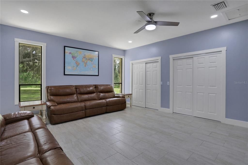 Bonus Room (Over 300 sq. feet) with dual closets. Could be used for a media room or additional bedroom.