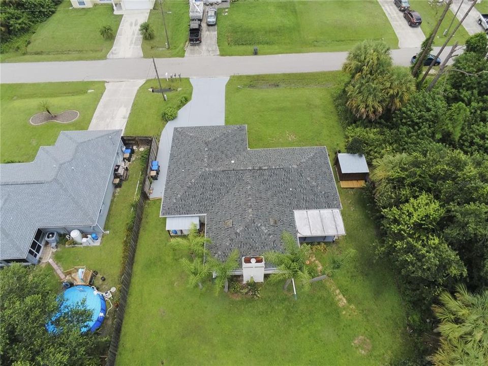 Ariel view of rear of home