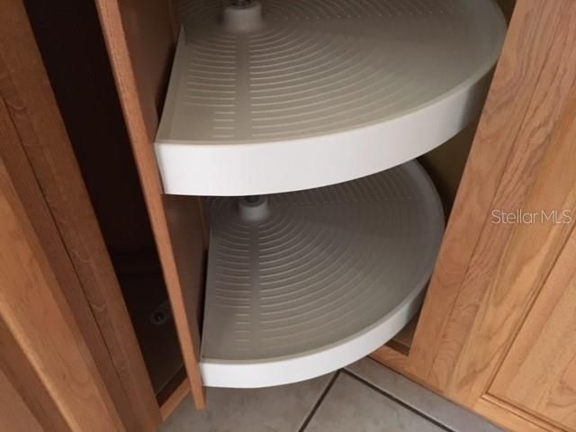 Lazy Susan Base cabinet in kitchen.