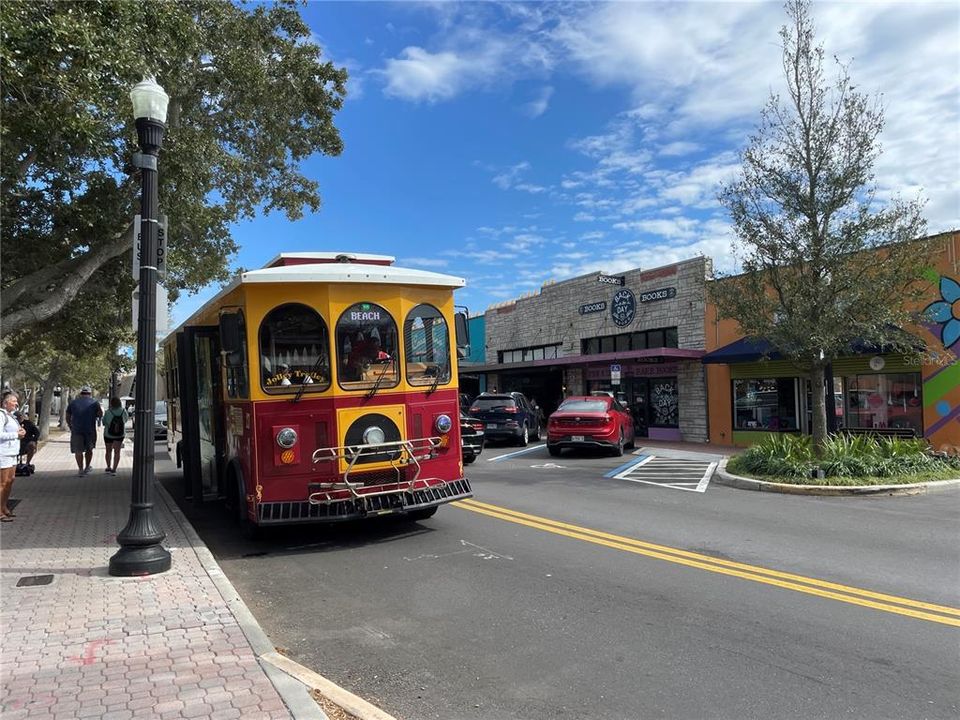 The trolley runs the coastal route connecting Dunedin with Clearwater Beach and beyond