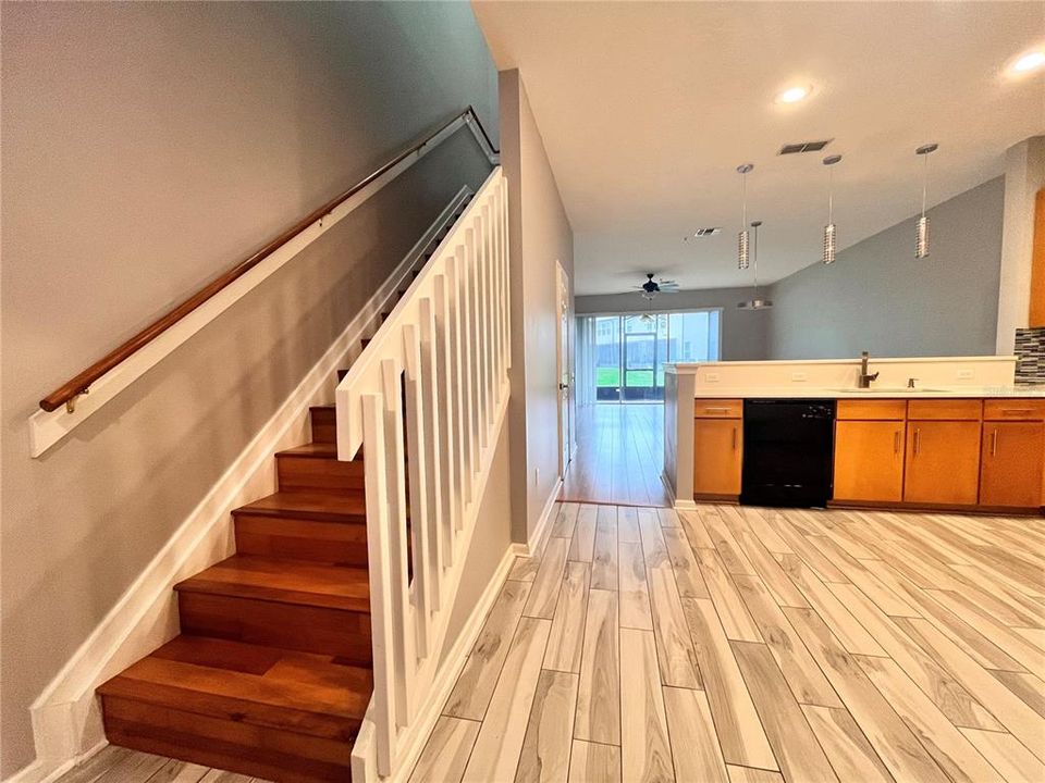 Stairs to the 2nd Floor & Kitchen