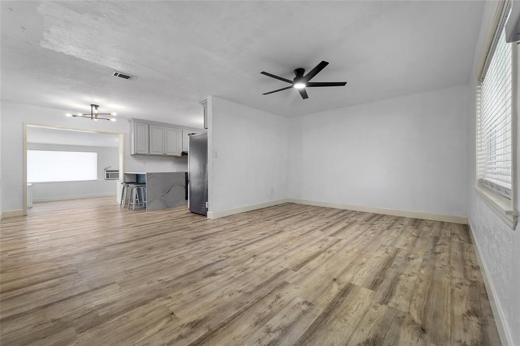 Spacious living area and dining space