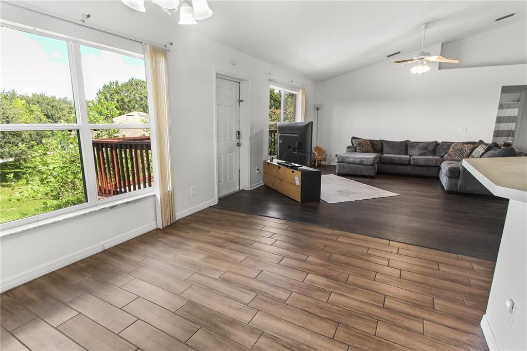 A dining area looking onto your cozy living room.