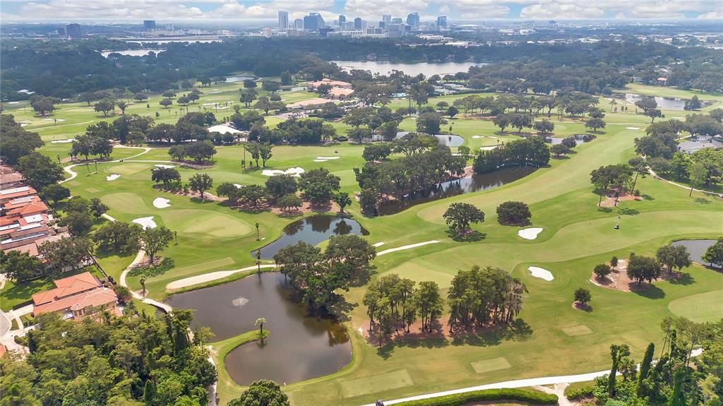 View of golf course and downtown Orlando