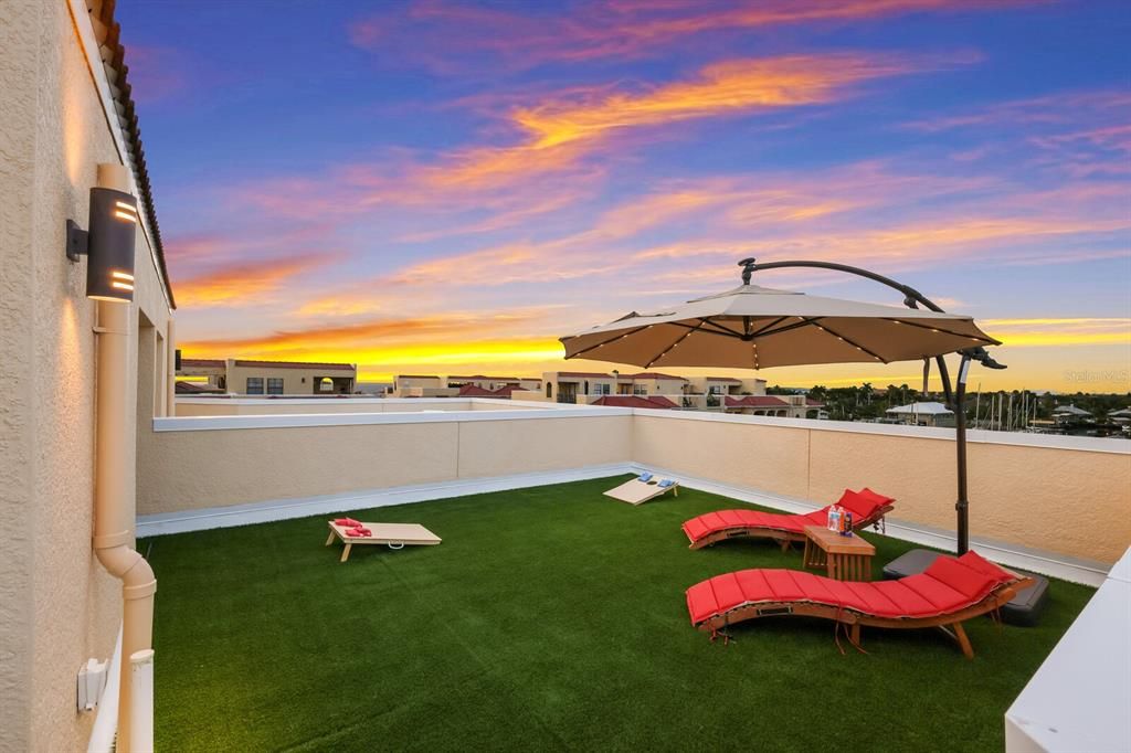 Roof top with artificial grass