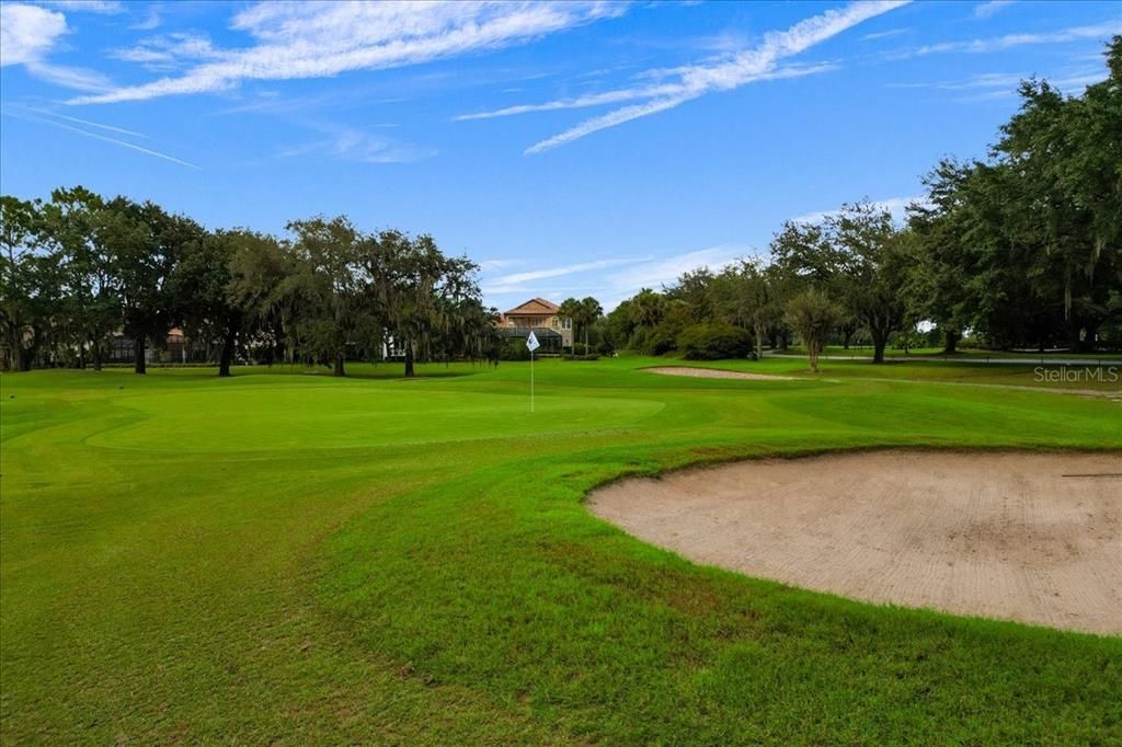 Tee box of the 17th hole of the Las Colinas Golf course.