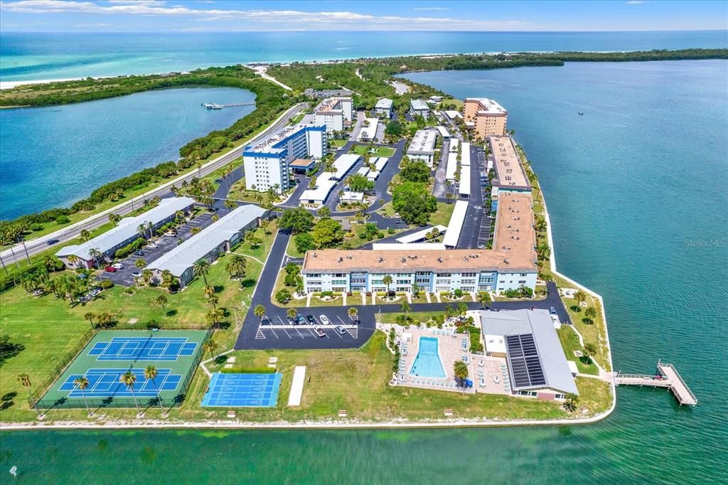 RSA Amenities + Clubhouse looking out to Honeymoon Island