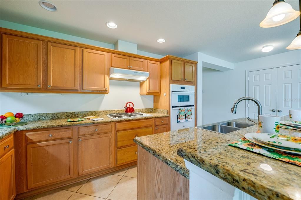 Wood cabinets and granite tops