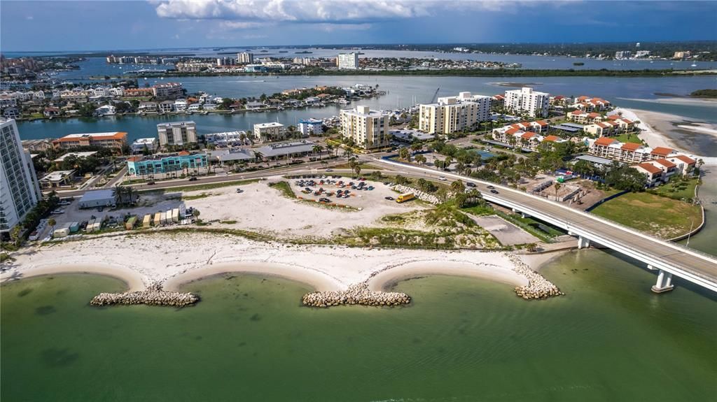 AERIAL OF THE PRIVATE BEACH FOR CLEARWATER POINT