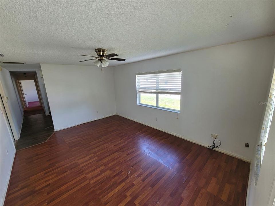 Living room from front entry, space for dining as well