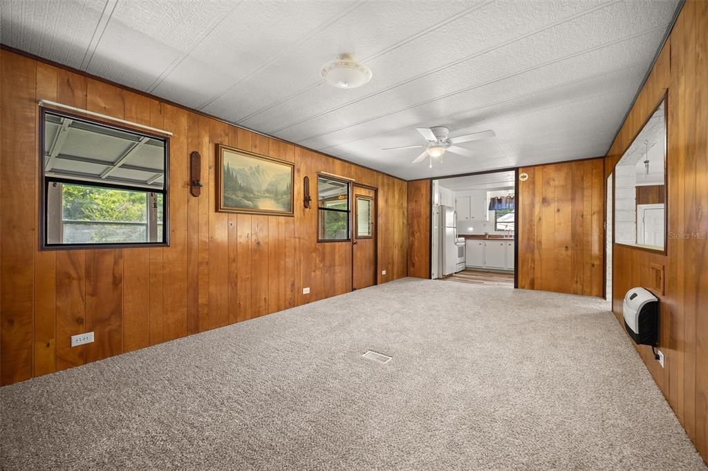 Looking towards kitchen, new carpet