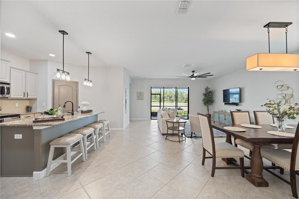 Open Floor plan with eat in kitchen and huge dining space