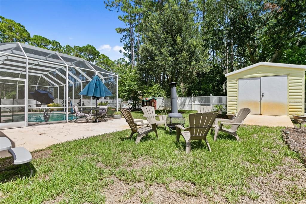 Outdoor patio and yard.