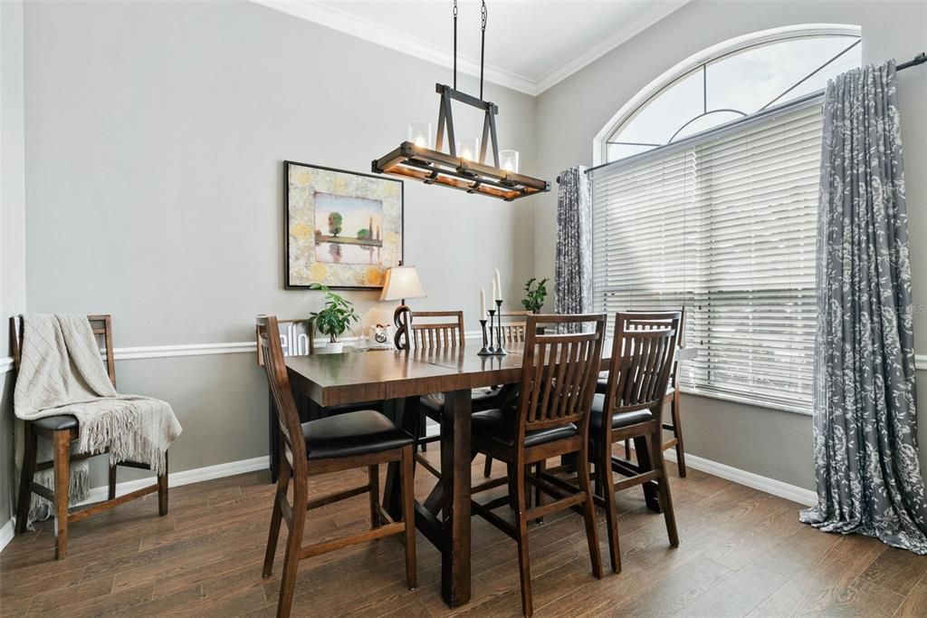 Bright airy dining room.