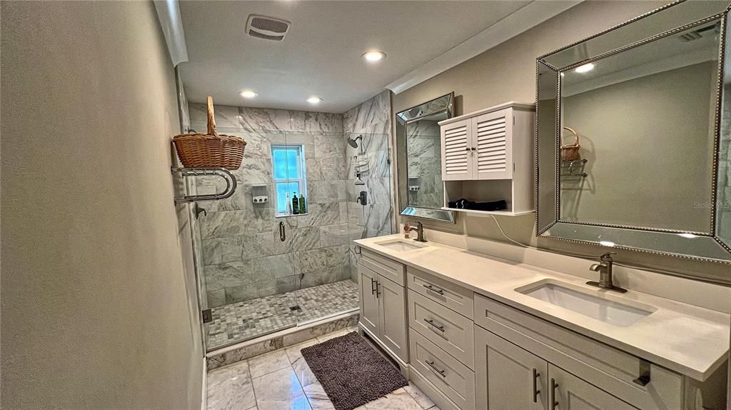 Double vanities provide plenty of storage