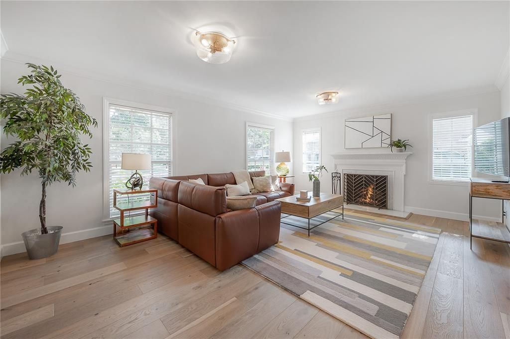 Formal living room with gas fireplace