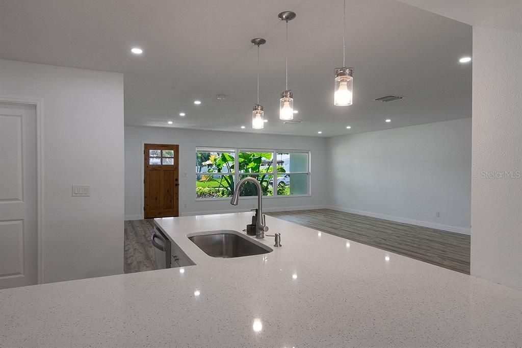 View of kitchen from Family room