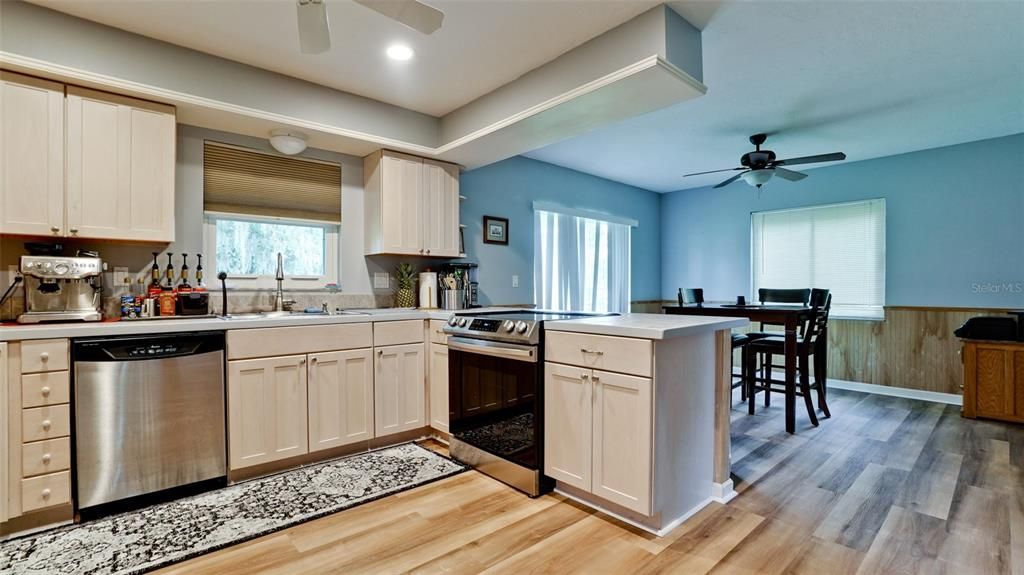 Kitchen overlooking dinning Area