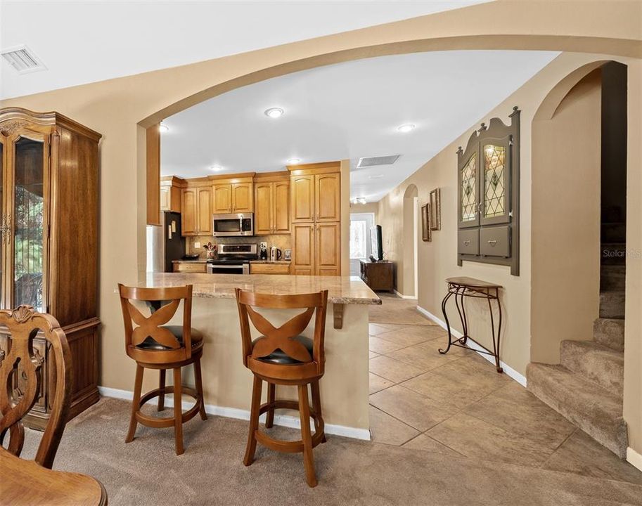 FROM DINING AREA INTO KITCHEN