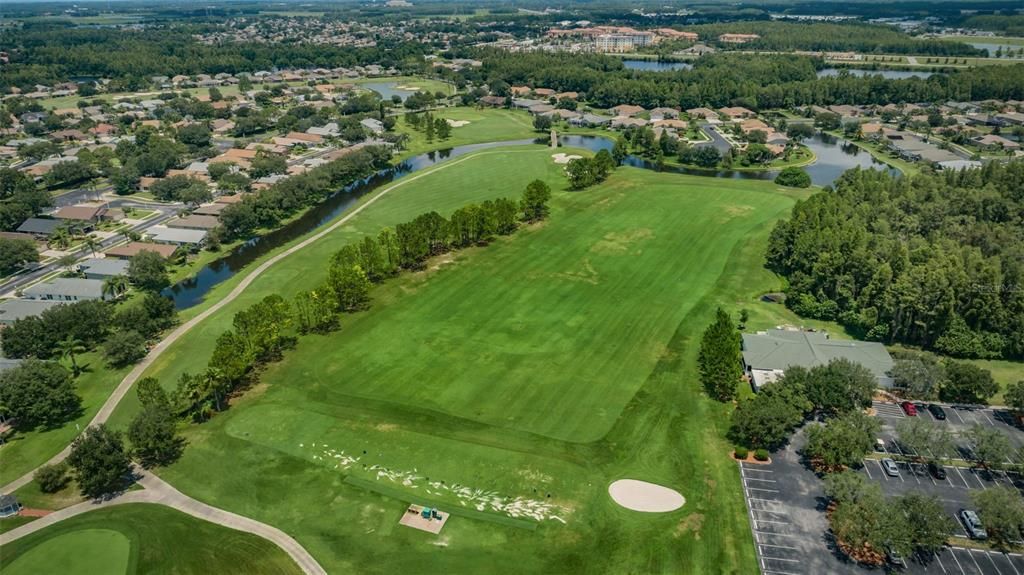 aerial view of golf course from rear of home