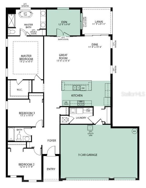 Drexel A Floor Plan - Includes Gourmet Kitchen, 3 Car Garage & Den w/ Doub;e Doors