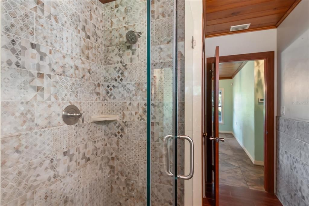 Guest bathroom with cedar linen closet.