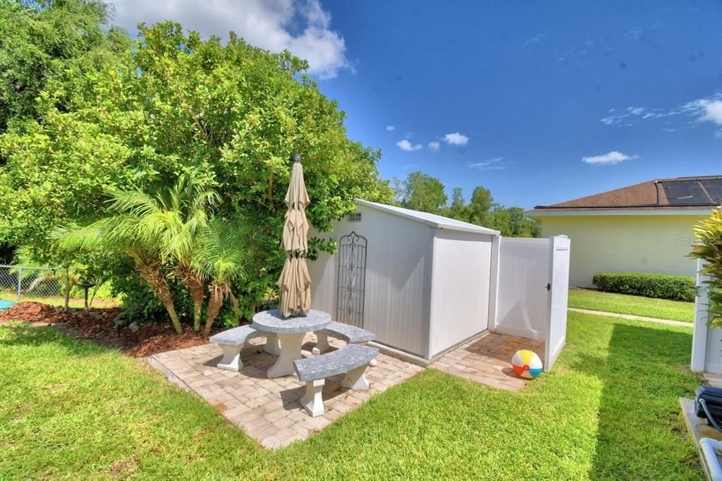 Shed and storage area with Pavers