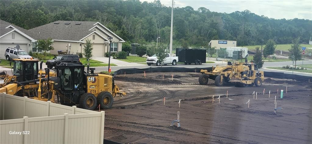 Community pool under            construction