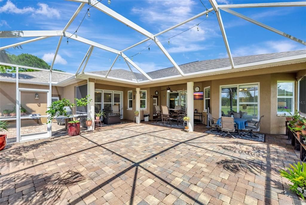 800 sq ft of Brick pavers offers an enormous covered area to enjoy the outdoors