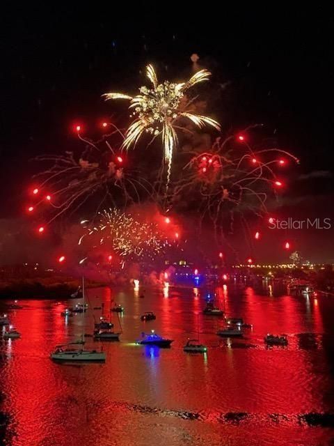 Fireworks at July 4th & Christmas boat parade.