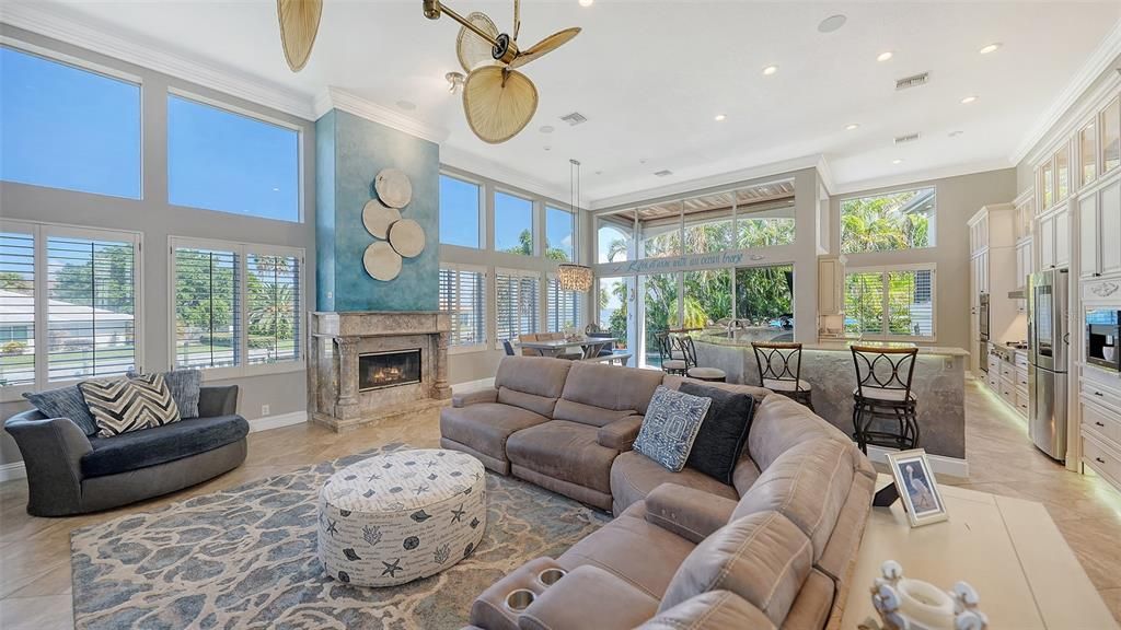 Living Room with Wood Burning Fireplace