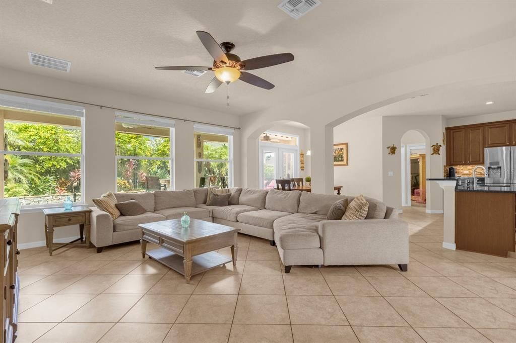 Family Room with scenic view of your private pool