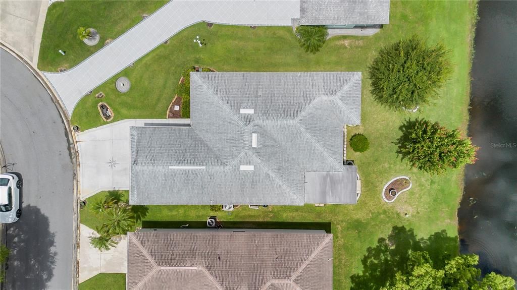 Drone shot above house